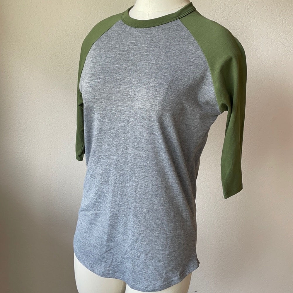 LuLaRoe Sloan kids 14 baseball shirt grey green